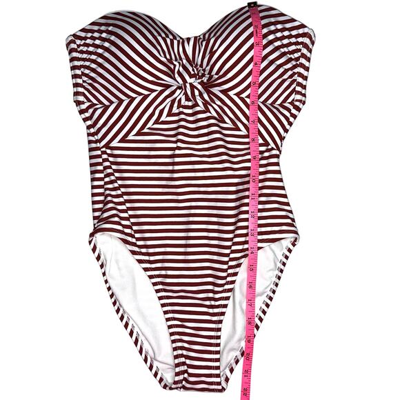 NWT Kona Sol Striped Red Currant Twist Bandeau One Piece Swimsuit Size Small - Picture 13 of 13